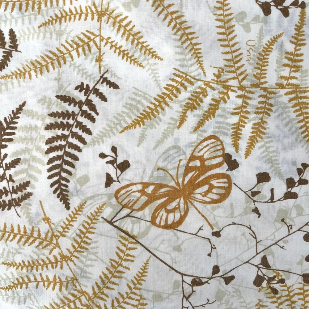 70s Vintage Vera Full Size Flat Sheet Burlington Percale Butterflies Ferns As Is